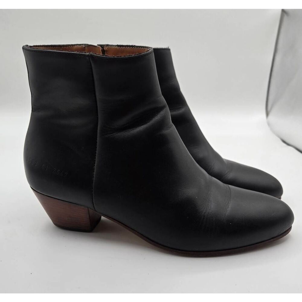 Woman by Common Projects Black Leather Ankle Boots Size 41 US 11